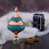 شکلات خوری فیروزه کوبی 25 قندان پایه دار و گز خوری و مس و سنگ فیروزه