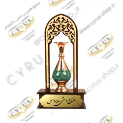 تندیس یا نماد گلدان مس و فیروزه کوبی 16 صنایع دستی مناسبتی و تبلیغاتی و هدیه و دکوری و کادویی. تندیس و یاد بود