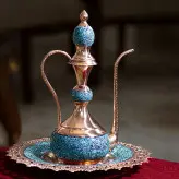 گلاب پاش بزرگ 35 سانتی فیروزه کوبی هنر مس و فیروزه کوبی نیشابور