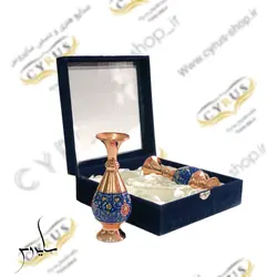 هدیه اداری و هدیه سازمانی پک هدیه جفت گلدان مس و پرداز جعبه کادویی صنایع دستی یک جفت گلدان مس و نقاشی جعبه و گلدان مس و پرداز