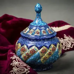 قندان مینا کاری 15 سانتی و شکلات خوری و گز خوری