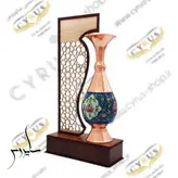 تندیس گلدان 20 مس و پرداز یا نماد و یاد بود و دکوری و کادویی و هدیه برای تبلیغات و ارگان و مناسبتی صنایع دستی تندیس