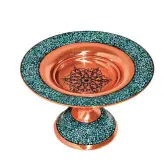 شیرینی خوری فیروزه کوبی 20 لب صاف مس و فیروزه کوبی و قلم زنی