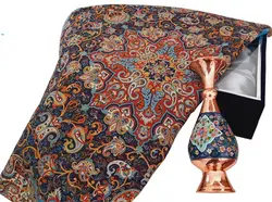 پک ست هدیه صنایع دستی گلدان مس و پرداز و ترمه و جعبه جیر برای کادویی و سازمانی و ارگانی