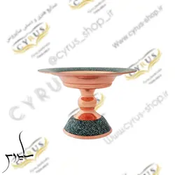 شیرینی خوری فیروزه کوبی لب صاف 10 سانتی قلم زنی شده مس و فیروزه کوبی