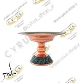 شیرینی خوری فیروزه کوبی لب صاف 10 سانتی قلم زنی شده مس و فیروزه کوبی