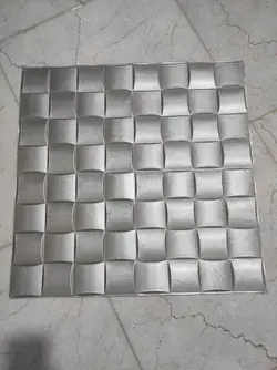 دیوار پوش فومی طرح مربع مشبک رنگ طوسی