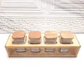 ست 5 پارچه جای ادویه مربع شیشه ای