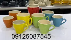 فنجان نعلبکی قهوه خوری رنگی دوریکا طرح تکرنگ