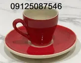 فنجان نعلبکی قهوه خوری رنگی دوریکا طرح تکرنگ
