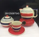 قوری تکی دوریکا طرح قرمز طوسی سورمه ای