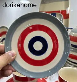 پیشدستی کیک خوری دوریکا طرح قرمز طوسی سورمه ای