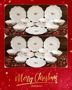 ست پیاله و پیش دستی طرح ترانسفر گل رز ۱