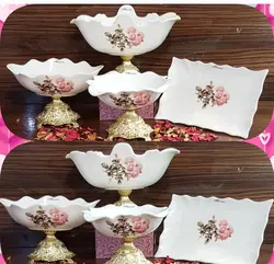 سرویس پذیرایی چهار تکه طرح ترانسفر گل رز صورتی ۲