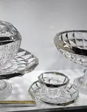 سرویس پذیرایی کریستال اکومارین ۶ نفره لبه نقره ای