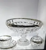 سرویس پذیرایی کریستال اکومارین ۶ نفره لبه نقره ای