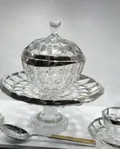 سرویس پذیرایی کریستال اکومارین ۶ نفره لبه نقره ای