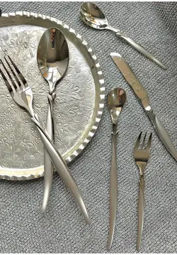 سرویس قاشق و چنگال ۳۰ نفره ۱۳۱ پارچه نقره ای