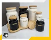 پاسماوری ۷ پارچه چینی درب و استند بامبو