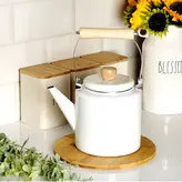 کتری لعابی دسته بامبو
