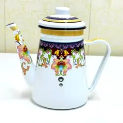 کتری لعابی پایه بلند طرح سنتی