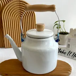 کتری لعابی دسته بامبو