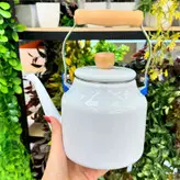 کتری لعابی دسته بامبو