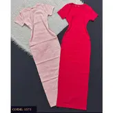 پیراهن تونیک ماکسی بلند آستین کوتاه فانریپ کبریتی قد ۱۳۰ فری سایز ۳۶ تا ۴۴