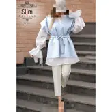 ست ۴ تیکه شومیز وست شلوار و کمربند فری سایز ۳۸ تا ۴۴