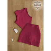ست کراپ تاپ نیمتنه و دامن تنیسی فانریپ کبریتی فری سایز ۳۸ تا ۴۲