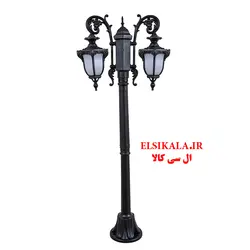 چراغ پارکی محوطه صدف دوشعله مشکی با پایه و بدون پایه