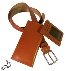 ست کمربند و جاکارتی و کیف پول چرم طبیعی کد 149