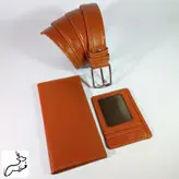 ست کمربند و جاکارتی و کیف پول چرم طبیعی کد 149