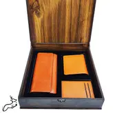 ست جاکارتی و کیف پول کتی و کیف پول جیبی چرم طبیعی کد 171