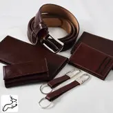 ست مردانه کیف و کمربند چرم کد 105