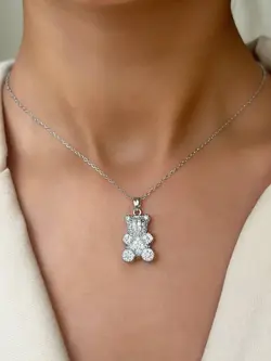 گردنبند استیل طرح خرس ، گردنبند استیل شیک و زیبا، گردنبند، اکسسوری، بدلیجات