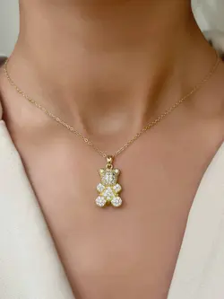 گردنبند استیل طرح خرس ، گردنبند استیل شیک و زیبا، گردنبند، اکسسوری، بدلیجات