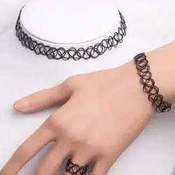 گردنبند و دستبند سیمی طرح تاتو مشکی