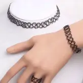 گردنبند و دستبند سیمی طرح تاتو مشکی