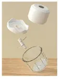 (خردکن _ خرد کن شارژی _ سبزی خردکن _ سیر خردکن) مینی خردکن شارژی سه تیغه ۳۰۰ میلی لیتری ظرف شیشه ای برند رویال استار مدل RS-GC10006