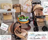 سرویس سیسمونی رنگ کرم کالسکه_کریر_کوله پشتی_صندلی غذا زویه_روروئک