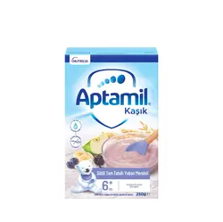 سرلاک سیب و موز و غلات و توت سیاه و بلوبری با شیر آپتامیل 250 گرمی