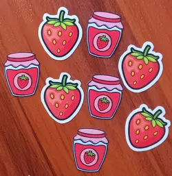 لیبل مات طرح مربا و توت فرنگی