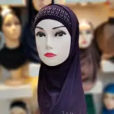 مقنعه دخترانه دو تیکه در 10 رنگبندی متفاوت نگین کاری شده