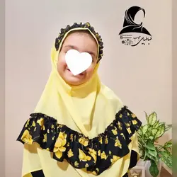 مقنعه نرگس چیندار مناسب سن 6 تا 9 جنس ژورژت بسیار راحت باز و بسته میشود