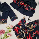 ست مادر دختری روسری و ساقدست حریر و مقنعه چیندار مقنعه بچگانه