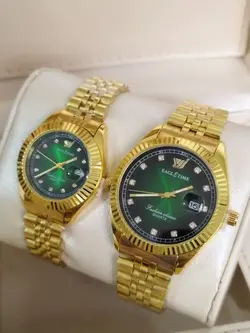 ساعت ست و تکی طلایی طرح رولکس از برند اگل تایم صفحه سبز