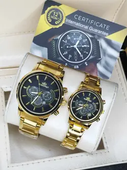 ساعت ست و تک الگانس طرح سه موتوره کرنوگراف تقویم دار زنانه و مردانه با جعبه هدیه