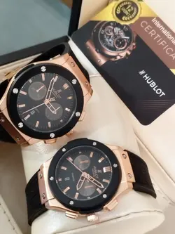 ساعت تکی و ست هابلوت زنانه و مردانه بیگ بنگ طرح کرنوگراف تقویم دار hublot