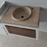 ست کابین و اینه باکس رنگ چام و روشویی با سنگ طبیعی توکار سیمکان(ارسال به صورت پس کرایه)